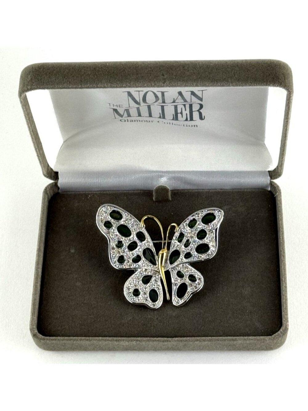 Nolan Miller Glamour Collection Green "Cathedral Butterfly" Brooch-New In Box